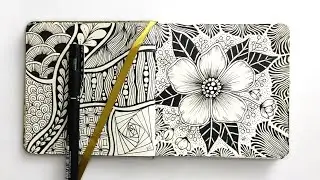 Mini Zentangle Art Flower | Simple & Beautiful Flower Drawing