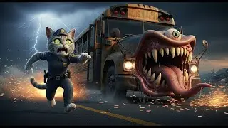 🚌 The School Bus Turned Into a MONSTER! 😱 Police Cats to the Rescue | AI Cat Story