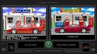 The Duel: Test Drive II (Pc vs Sega Genesis) Side by Side Comparison (Ms-Dos vs)