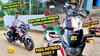 how to install bar end side mirror in apache 160 2v 😍😳 || apache 160 2v handle mirror Installation