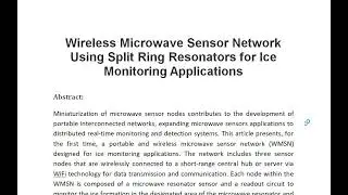 Wireless Microwave Sensor Network Using Split Ring Resonators for Ice Monitoring Applications