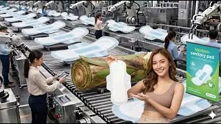 Banana Stem Factory Secrets: Watch How Sanitary Pads Are Made (Full Production Line)