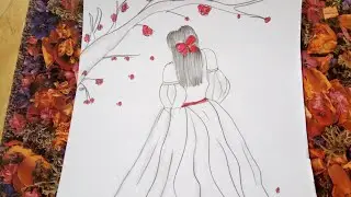 How to draw a girl from backside || Easy drawing for girls || Drawing for girls beautiful and easy