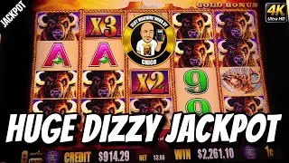 HUGE DIZZY JACKPOT on Buffalo Gold Slot Machine in Las Vegas