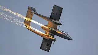 North American OV 10 Bronco Vol Pyrotechnie  Meeting des Ailes Cambrai  Vol avec le Général Mercier.