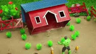 diy tractor making mini house building with bricks and cement science project | Burglar Burns House