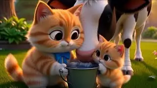 🐱 Mama Cat Saves Injured 🐄 Cow! 🐈 Baby Cat Helps ❤️#cat 