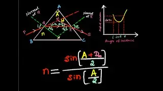8. Refractive index of prism in terms of angle of prism and angle minimum deviation | Ray Optics