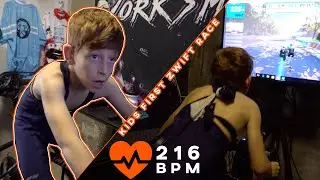 My kids FIRST ZWIFT RACE (8 years old / 216 bpm!!!)