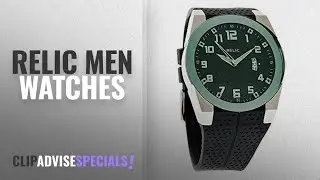 10 Best Selling Relic Men Watches [2018 ]: Relic Jake Stainless Steel & Black Rubber Strap Men's