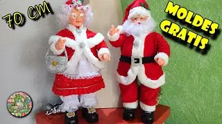 PAPÁ y MAMÁ Noel parados en fieltro paso a paso (Moldes Gratis) | Galería de Creatividad