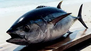 Cutting tuna fish step by step