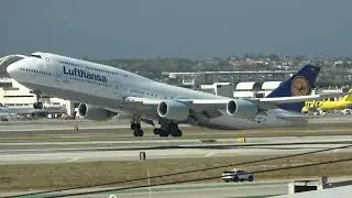 (4K) RARE and EPIC! Lufthansa 747-8 South Side Takeoff!