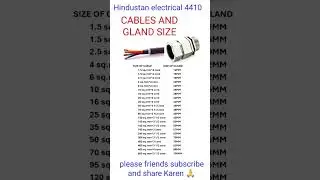 cables and gland size details chart#gland size chart #automation#electrician #circuitdiagram#wiring