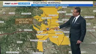 High Wind Warning for Front Range foothills and mountains for Sunday