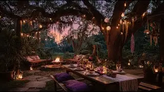 Summerween Bayou Ambience | Haunted New Orleans Backyard at Dusk | No Music, Sleep Sounds
