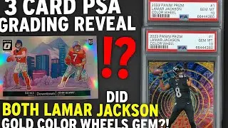 3 Card PSA Grading Reveal 🔥 Did BOTH Lamar Jackson Gold Color Wheels GEM?!