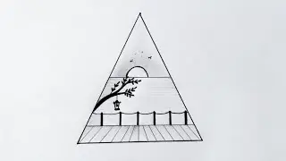 A Beautiful Scenery Drawing In Triangle || Pencil Sketch || Landscape Drawing ||