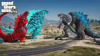 Shin Godzilla, Godzilla Earth vs Atomic Godzilla, Mechagodzilla 2021 - Epic battle ( GTA V Mods )