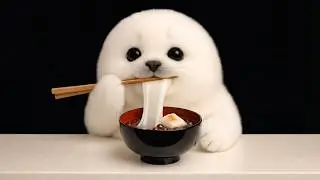 Arale the Baby Seal and Warm Sweet Red Bean Soup 🦭🍵 ASMR