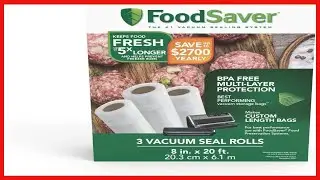 FoodSaver Vacuum Sealer Bags, Rolls for Custom Fit Airtight Food Storage and Sous Vide, 8 x 20'