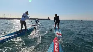 逗子SUPトレーニング （ペース : 6分半/km〜7分/km）北東風5〜8m 気温13度 快晴