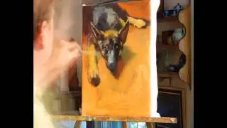 timelapse painting oil dog portrait