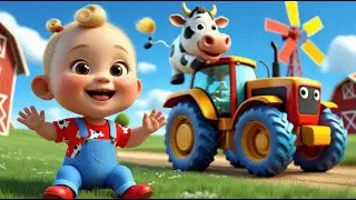 Cow Drives Tractor on the Farm | Happy Farm Song for Kids | Fun Animal Vehicle Rhyme
