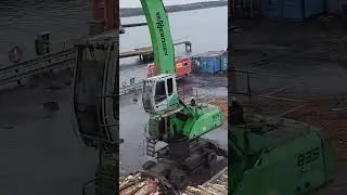 Unloading of Wood Pulp Cargo - Sennebogen 835 Material Handler #shortvideo