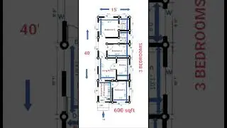 15'x40'HOUSE PLAN||15by40 HOUSE PLAN||15*40 HOUSE PLAN #Shorts #600sqft HOUSE PLAN