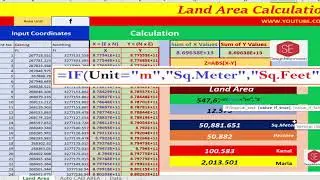 Land Area Calculation With Coordinates.