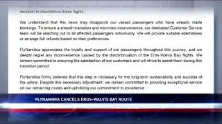 FlyNamibia cancels Eros and Walvis Bay domestic flights- nbc