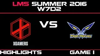 XG vs FW Game 1 Highlights LMS Summer 2016 W7D2 xGamers vs Flash Wolves   FW vs XG    LMS LOL