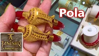 Tanishq 22k Very Light Weight Gold Pola Designs With Price/Pola badhano designs/gold pola/deeya