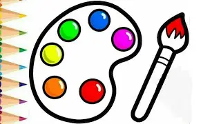 how to draw color board for kids with paint and paint brush