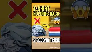 Fold T-Shirts in 5 Seconds 😱 Genius Space-Saving Hack! #shorts #fashionstyle