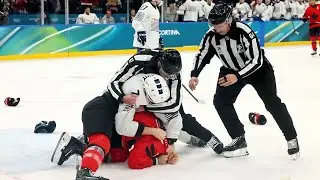 Tom Wilson vs Pierre Crinon Fight After Nate MacKinnon Hit | Team Canada vsTeamFrance2026Olympics🥊🏒🔥