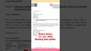 veer energy and infrastructure Ltd share latest news | bonus issue meeting date update
