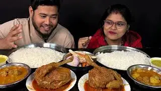 whole chicken curry, soyabean curry, dal rice eating challenge