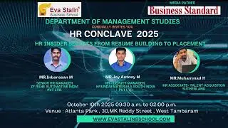 School of Management Studies, Eva Stalin Business SchoolCordially invites you to &ndash; HR CONCLAVE 2025!