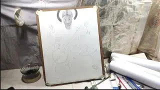 Beautiful drawing of Saraswati Maa ❤️☺️  hyper realistic pencil sketch , start with outline ✏️