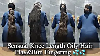 Sensual Hair Tease: Oiled Kneelength Hair, Sleek Styles & Seductive Poses