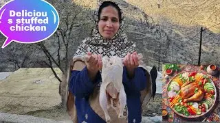 Farishta skillfully cooks stuffed chicken for her family with an excellent technique.