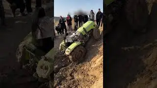Suddenly, Mom got Dad's tractor stuck in the mud. 😲 #shorts #tractor #viralshorts #shortsfeed