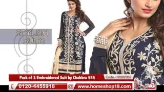 Homeshop18.com - Pack of 3 Embroidered Suit by Chabbra 555