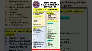 EMRS PRINCIPAL TIER 1 SYLLABUS 2025 #emrs #principal #tier1 #syllabus #2025 #emrspgt #emrstgt