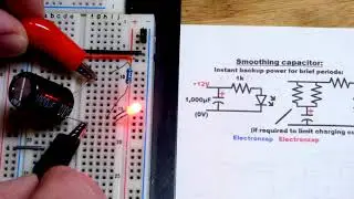 Smoothing capacitor component basics example by electronzap for learning electronics lesson 0048