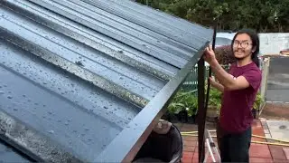 How To Install Roof Rain Gutters | Metal Hardtop Double Gazebo Build Assemble & Put Together Part 10