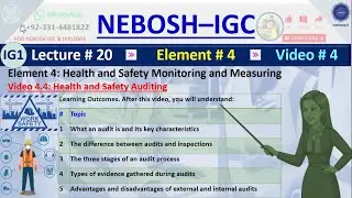 NEBOSH IGC Lecture 20 (Element 4) - Health and Safety Auditing || NEBOSH Book IG1 Lecture 20