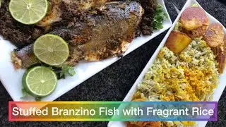 Deliciously Stuffed Branzino Fish with Fragrant Rice! 🐟🍚✨#recipe #cooking #asmr #foodie #fish